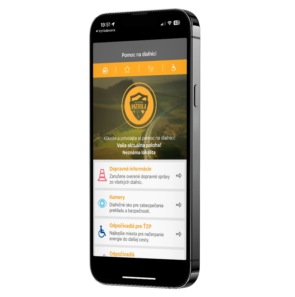 Naša aplikácia <b>Pomoc na diaľnici</b>