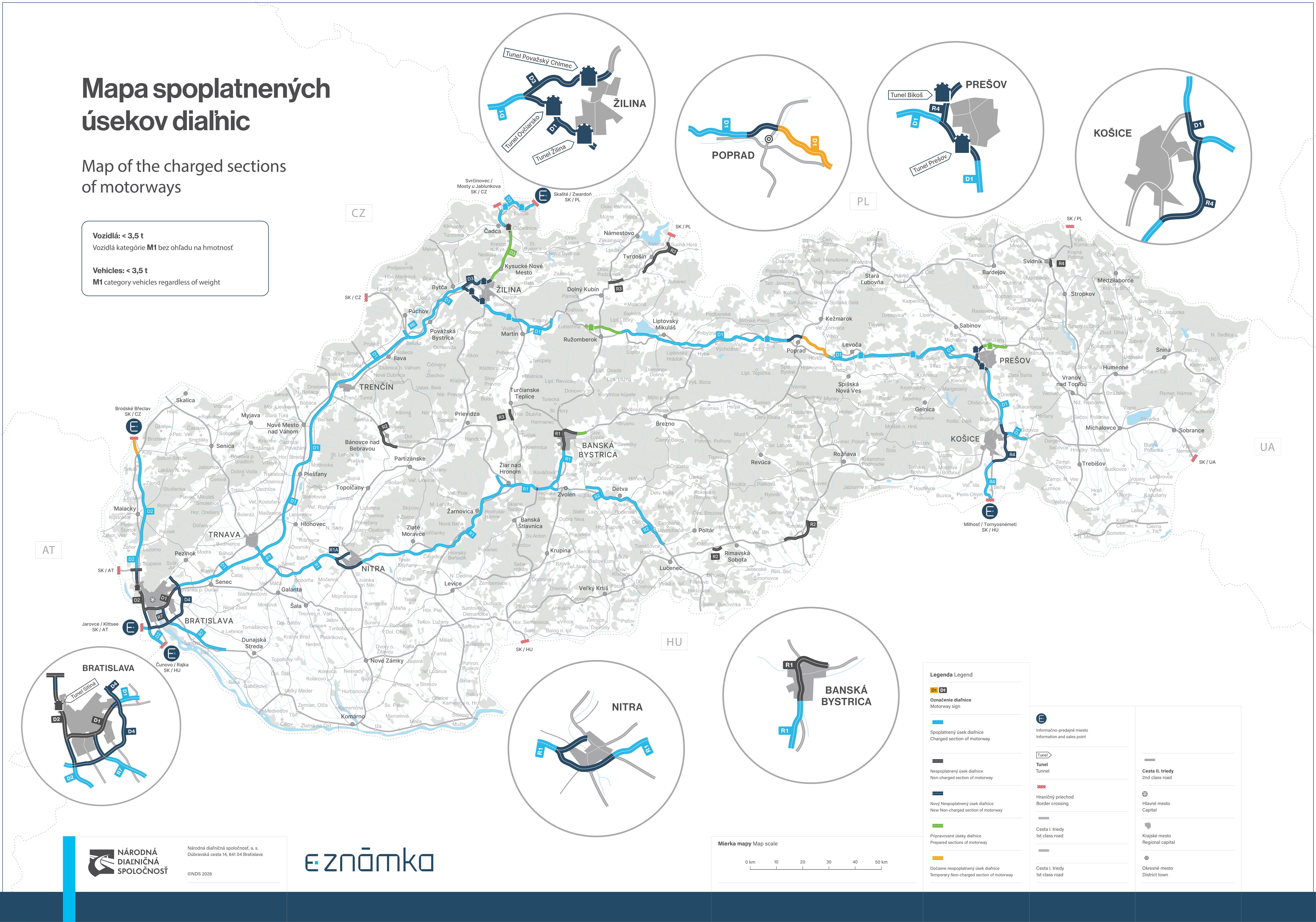 Mapa spoplatnených úsekov